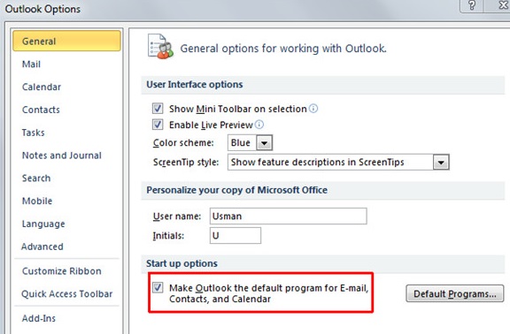 where to set default email address in outlook for mac